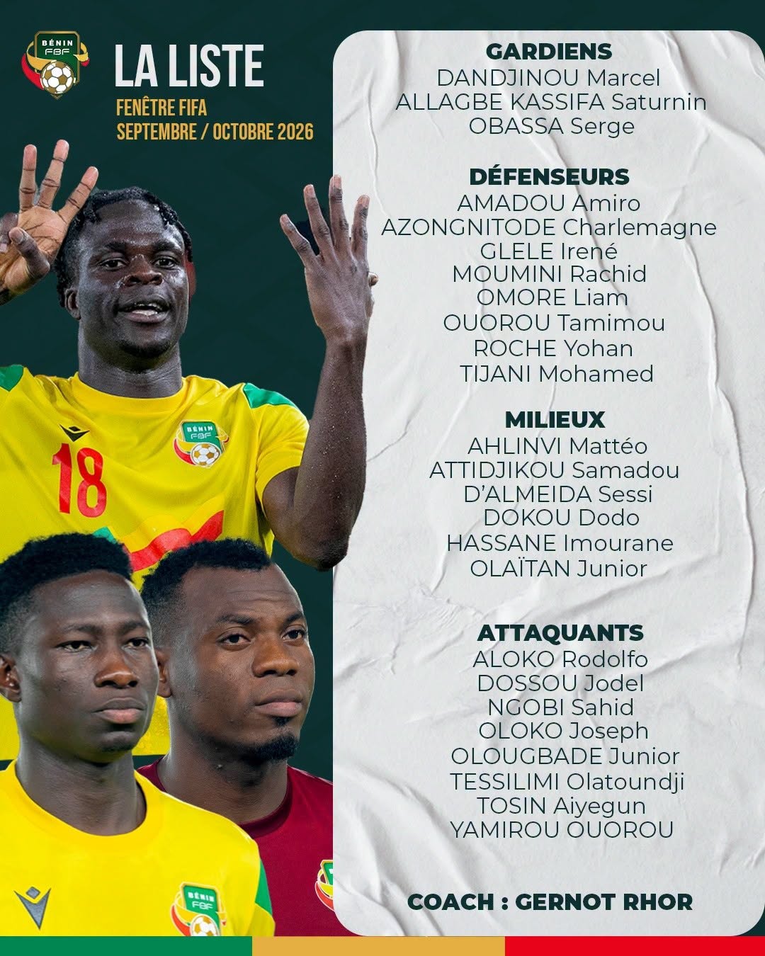 Liste des Guépards sélectionnés